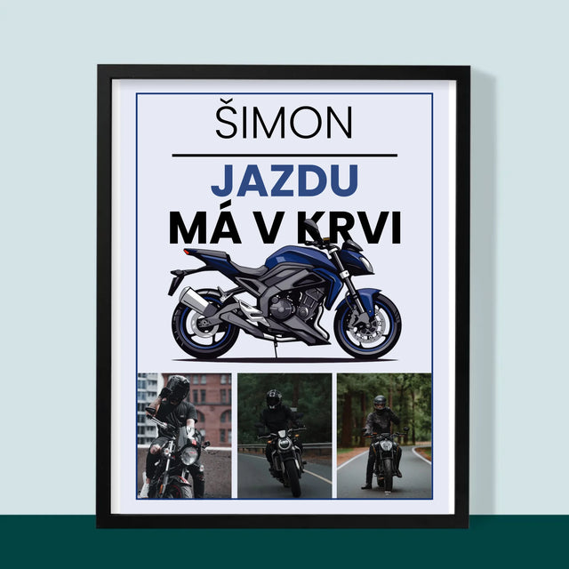 Fotokoláž: Jazdu Má V Krvi - Zarámováná Tlač 30X40 (Vertikálne)