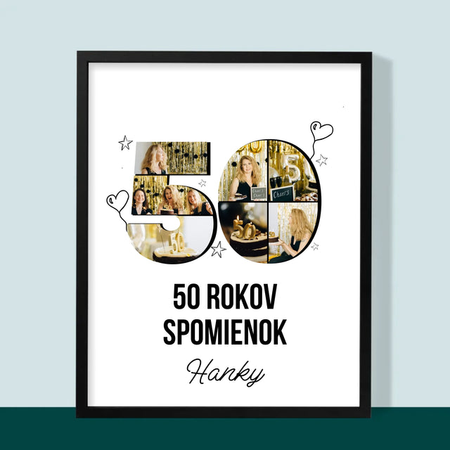 Tvar Z Fotografií: 50 Rokov Spomienok - Zarámováná Tlač 30X40 (Vertikálne)
