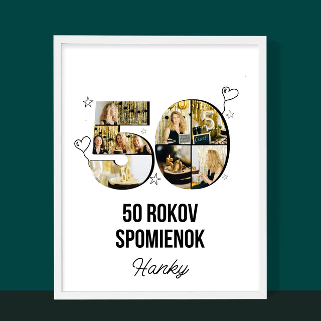 Tvar Z Fotografií: 50 Rokov Spomienok - Zarámováná Tlač 30X40 (Vertikálne)