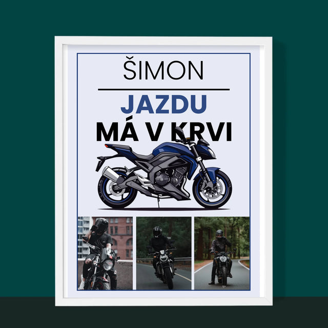 Fotokoláž: Jazdu Má V Krvi - Zarámováná Tlač 30X40 (Vertikálne)