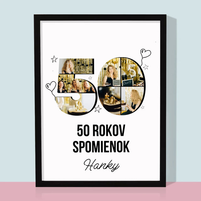 Tvar Z Fotografií: 50 Rokov Spomienok - Zarámováná Tlač 30X40 (Vertikálne)
