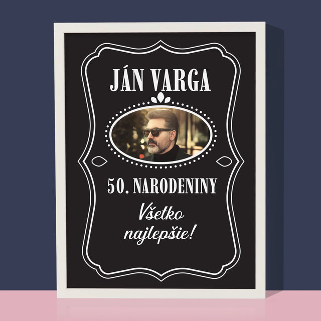 Fotografia A Podpis: 50. Narodeniny Všetko Najlepšie - Zarámováná Tlač 30X40 (Vertikálne)
