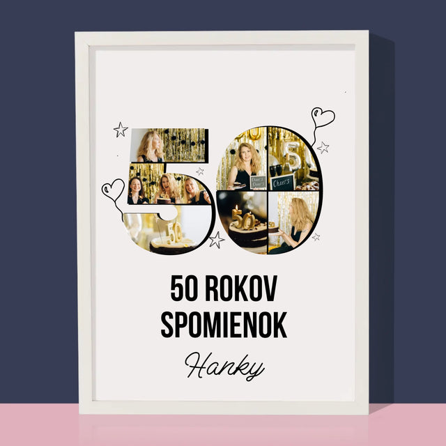 Tvar Z Fotografií: 50 Rokov Spomienok - Zarámováná Tlač 30X40 (Vertikálne)