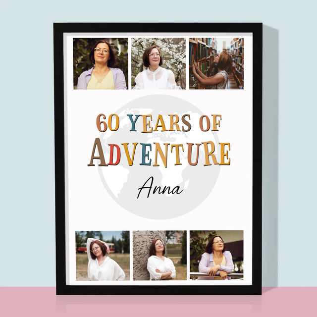 Fotokoláž: 60 Years Of Adventure - Zarámováná Tlač 30X40 (Vertikálne)
