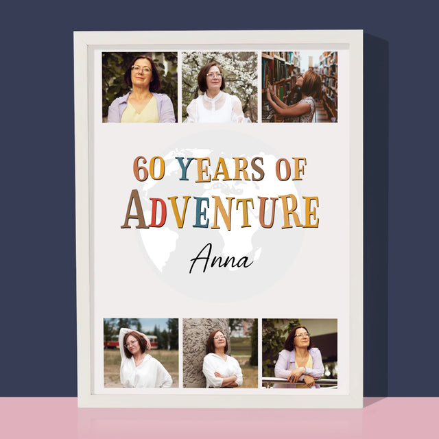 Fotokoláž: 60 Years Of Adventure - Zarámováná Tlač 30X40 (Vertikálne)