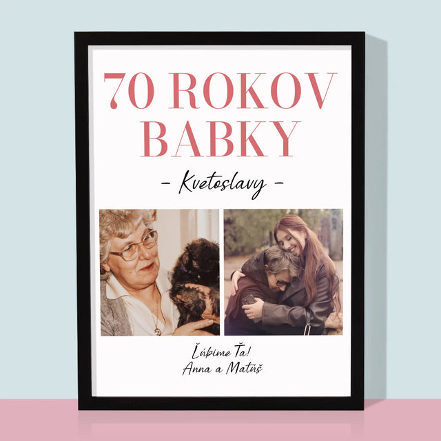 Fotokoláž: 70 Rokov Babky - Zarámováná Tlač 30X40 (Vertikálne)