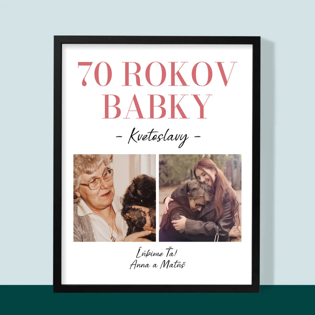 Fotokoláž: 70 Rokov Babky - Zarámováná Tlač 30X40 (Vertikálne)