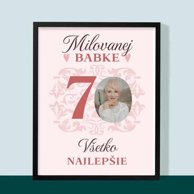 Fotografia A Podpis: Milovanej Babke, Všetko Najlepšie - Zarámováná Tlač 30X40 (Vertikálne)