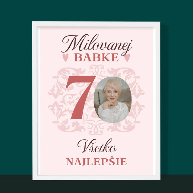 Fotografia A Podpis: Milovanej Babke, Všetko Najlepšie - Zarámováná Tlač 30X40 (Vertikálne)