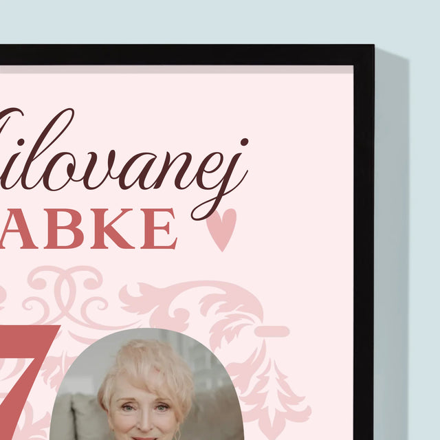 Fotografia A Podpis: Milovanej Babke, Všetko Najlepšie - Zarámováná Tlač 30X40 (Vertikálne)