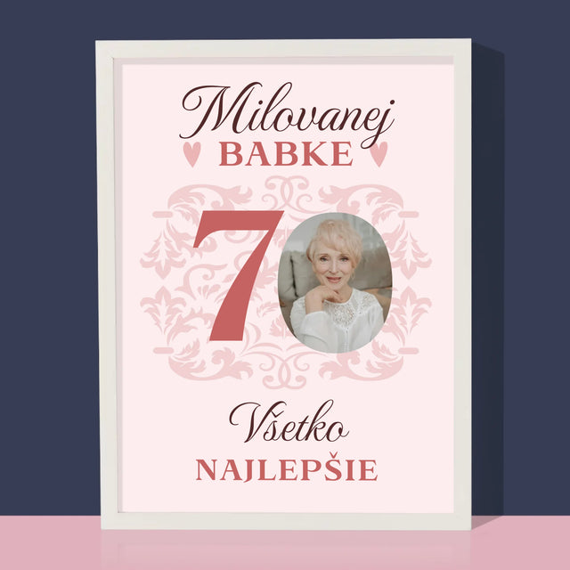 Fotografia A Podpis: Milovanej Babke, Všetko Najlepšie - Zarámováná Tlač 30X40 (Vertikálne)
