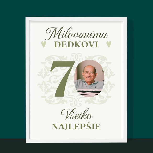 Fotografia A Podpis: Milovanému Dedkovi, Všetko Najlepšie - Zarámováná Tlač 30X40 (Vertikálne)