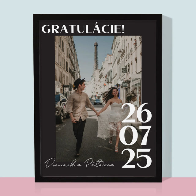 Fotografia A Podpis: Gratulácie K Svadbe - Zarámováná Tlač 30X40 (Vertikálne)