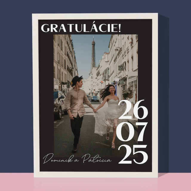 Fotografia A Podpis: Gratulácie K Svadbe - Zarámováná Tlač 30X40 (Vertikálne)