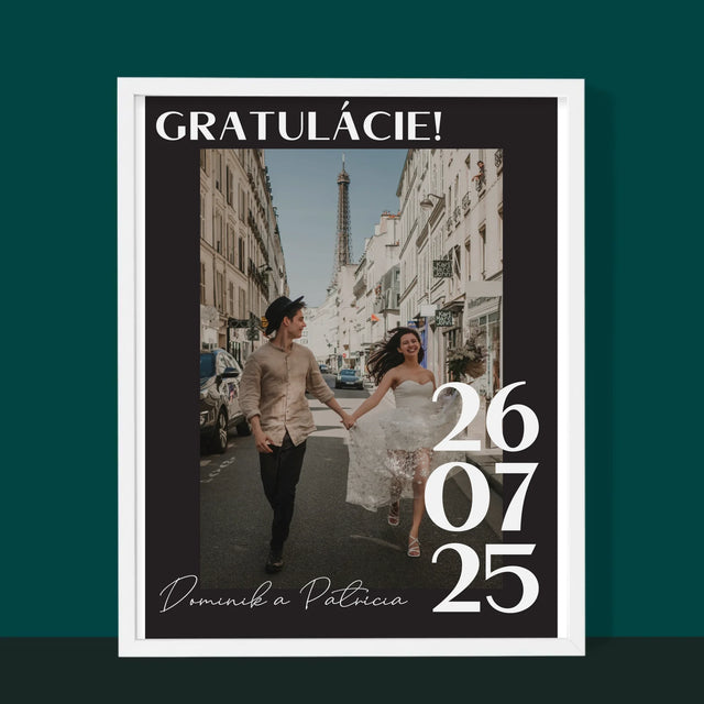 Fotografia A Podpis: Gratulácie K Svadbe - Zarámováná Tlač 30X40 (Vertikálne)