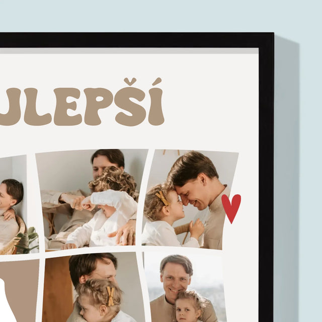 Fotokoláž: Najlepší Tato Dlaždice - Zarámováná Tlač 30X40 (Vertikálne)