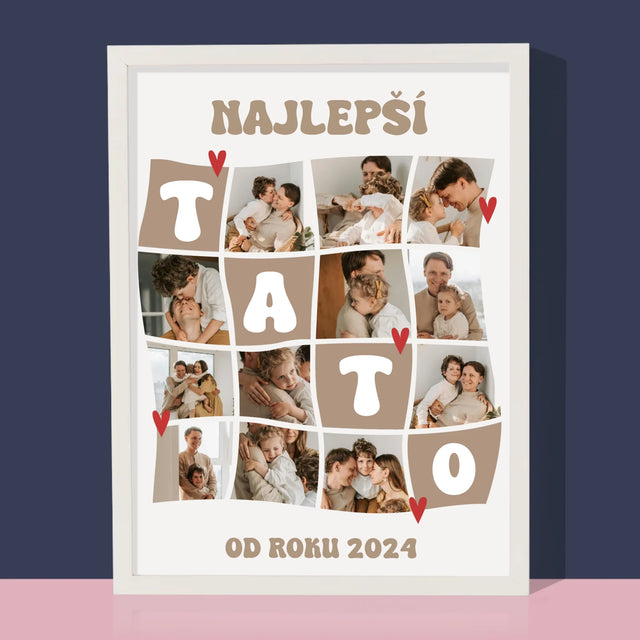 Fotokoláž: Najlepší Tato Dlaždice - Zarámováná Tlač 30X40 (Vertikálne)