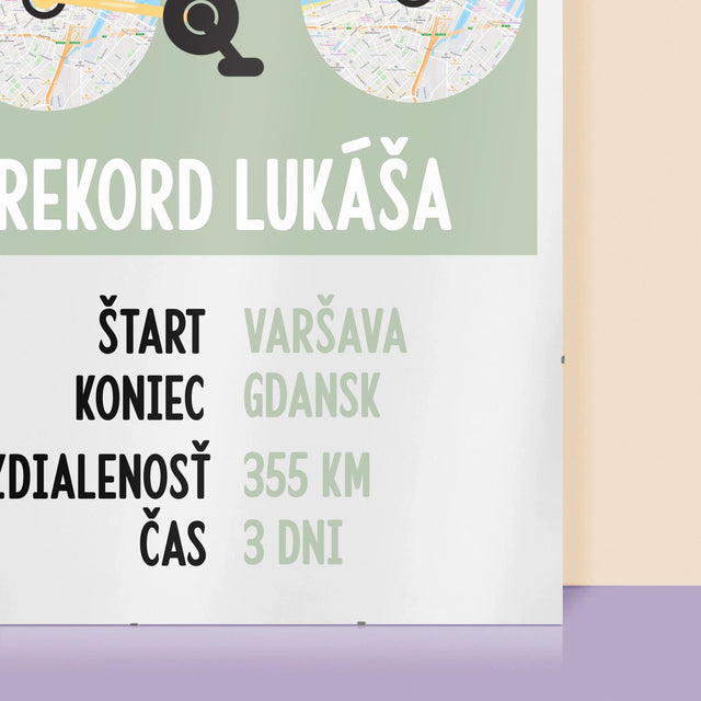 Mapa Mesta: Osobný Rekord Na Cyklistike - Plagát