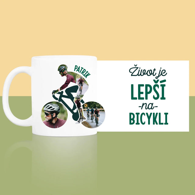 Tvar Z Fotografií: Život Je Lepší Na Bicykli - Hrnček
