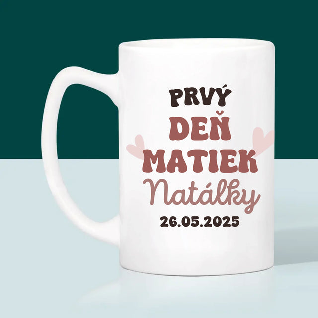 Imię i Podpis: Pierwszy Dzień Mamy Kawa Mleko - Kubek z Nadrukiem | SK