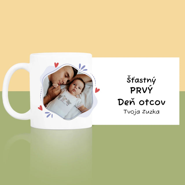 Zdjęcie i Podpis: Szczęśliwego Pierwszego Dnia Taty - Kubek z Nadrukiem | SK