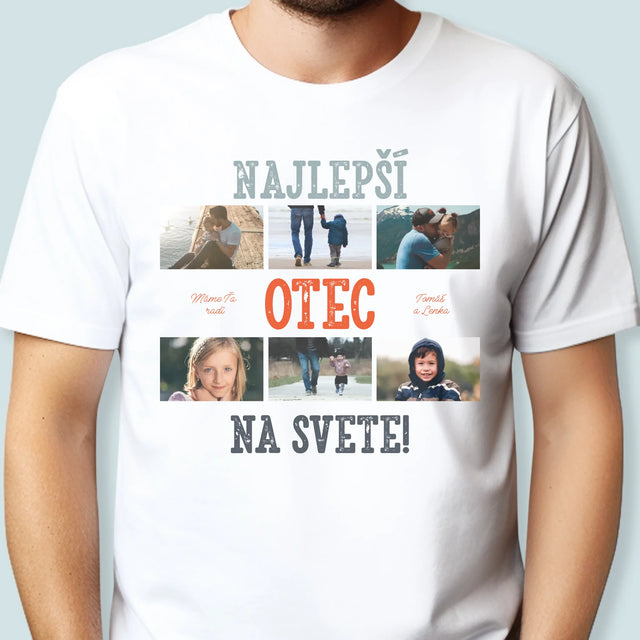 Fotokolaż: Najlepszy Tata Na Świecie Zdjęcia - Koszulka Męska z Nadrukiem | SK