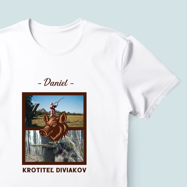 Fotokolaż: Pogromca Dzików - Koszulka Męska z Nadrukiem | SK