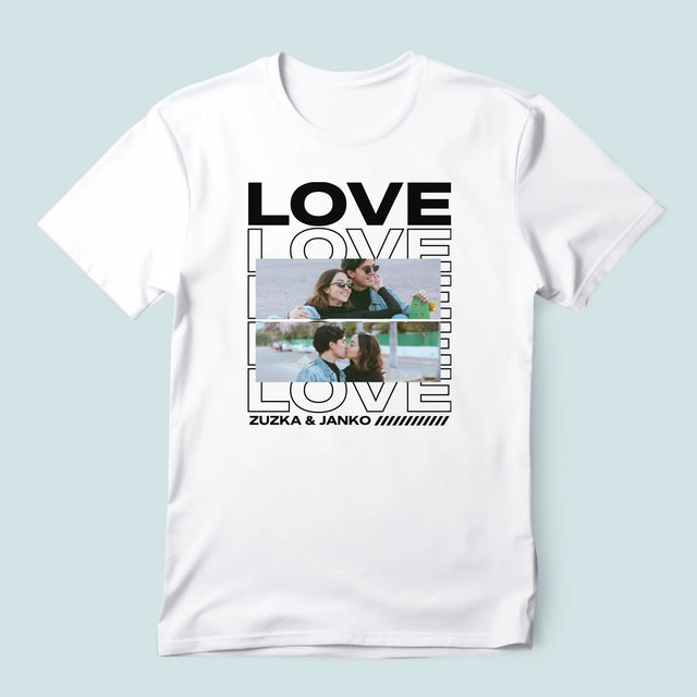 Fotokoláž: S Nápisom Love - Pánske Tričko