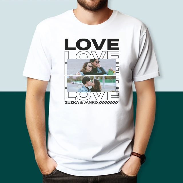 Fotokoláž: S Nápisom Love - Pánske Tričko