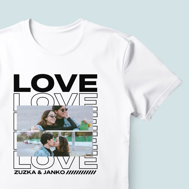 Fotokoláž: S Nápisom Love - Pánske Tričko