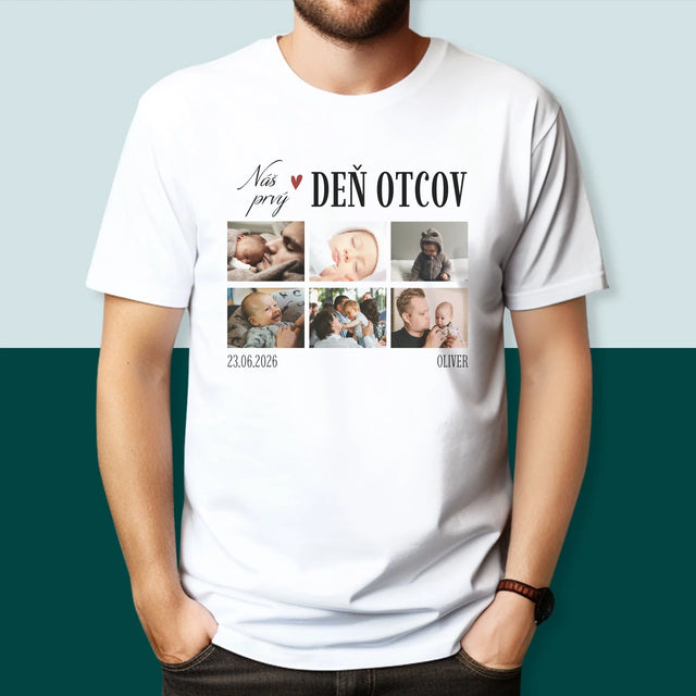 Fotokoláž: Náš Prvý Deň Otcov Srdce - Pánske Tričko