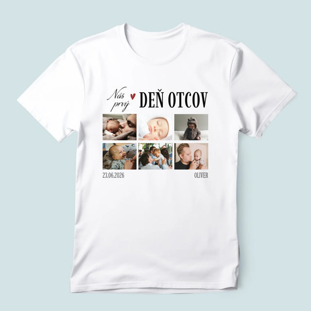 Fotokoláž: Náš Prvý Deň Otcov Srdce - Pánske Tričko