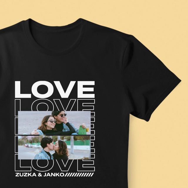 Fotokoláž: S Nápisom Love - Pánske Tričko