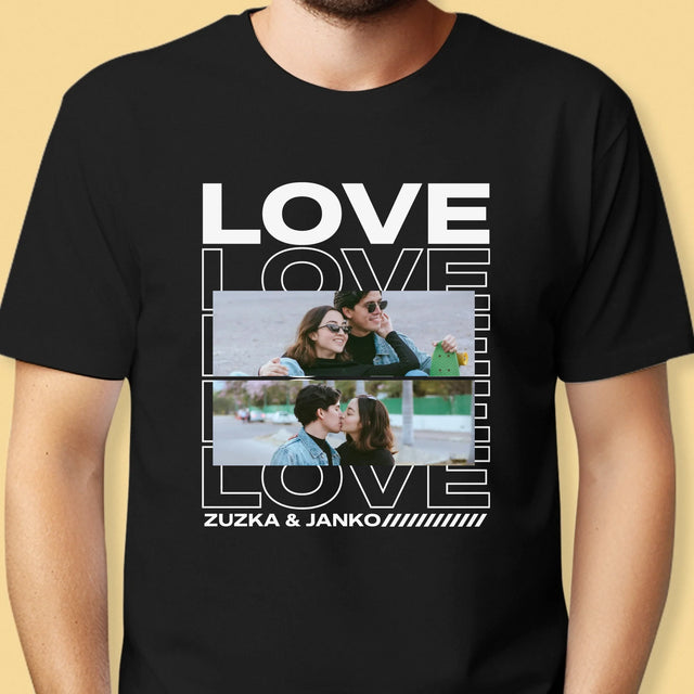 Fotokoláž: S Nápisom Love - Pánske Tričko