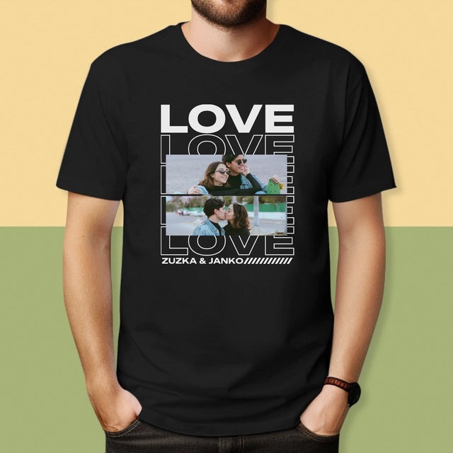 Fotokoláž: S Nápisom Love - Pánske Tričko