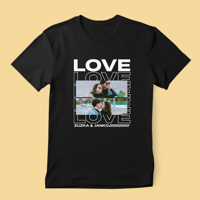 Fotokoláž: S Nápisom Love - Pánske Tričko
