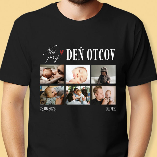 Fotokoláž: Náš Prvý Deň Otcov Srdce - Pánske Tričko